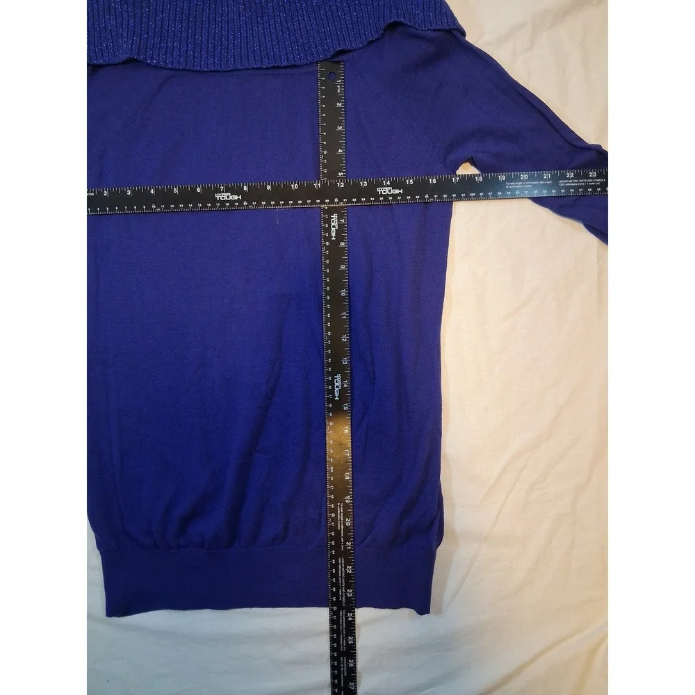 Michael Kors Dark Azurite Metallic Off Shoulder Sweater Size M MH66N5V2A2 NWT